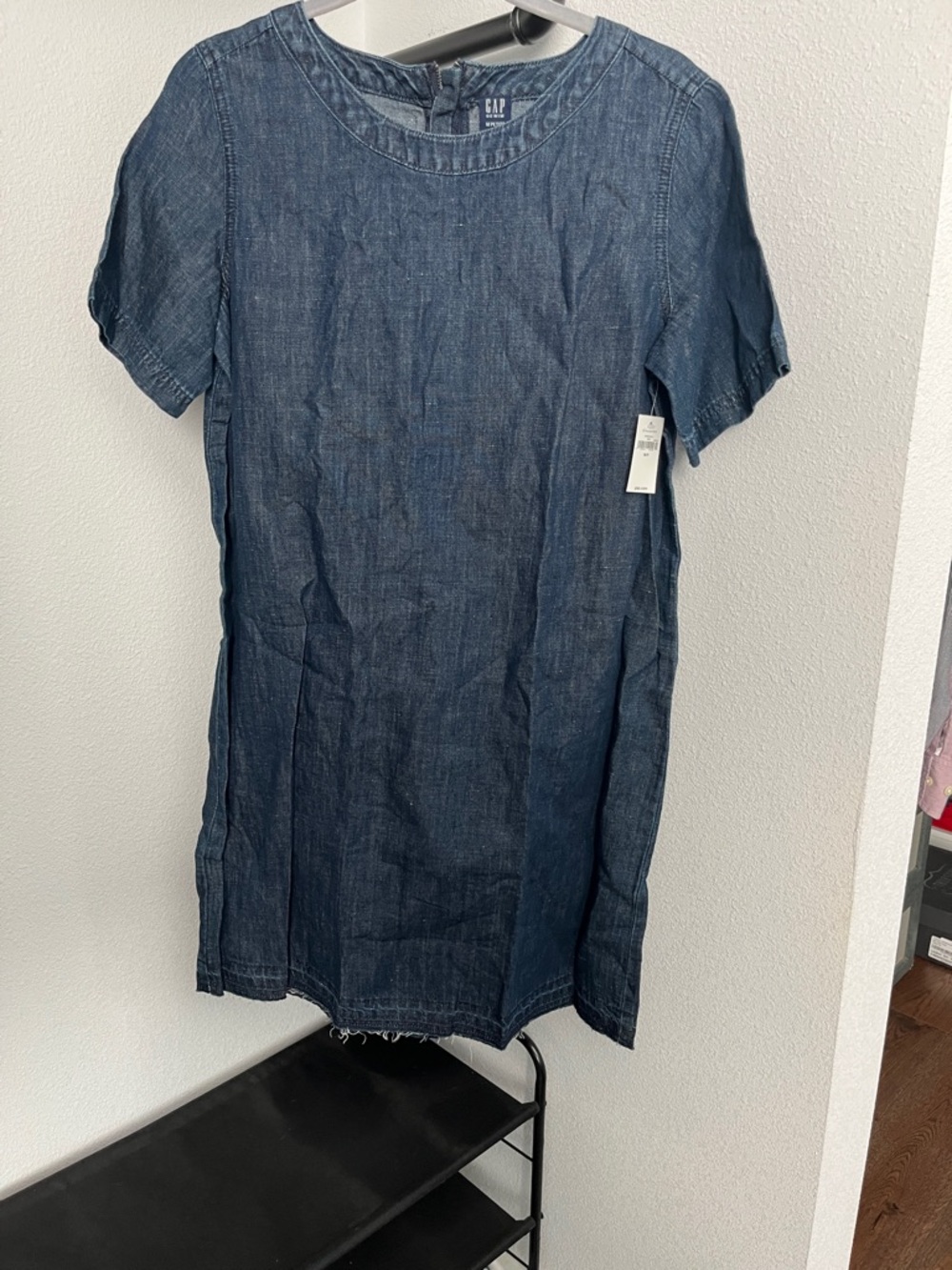 GAP Dark Blue Short Sleeve Denim Shift Dress